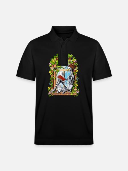 Skeleton Hippie Plants - Stanley/Stella Unisex Organic Polo Shirt PREPSTER - black
