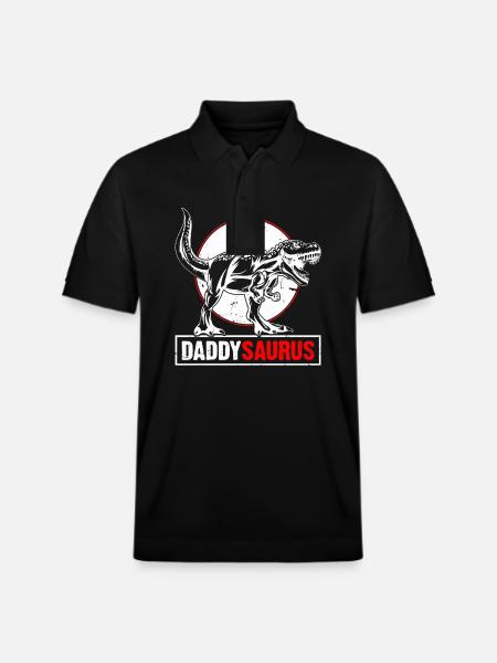 Daddy Saurus T-Rex Dinosaur Mænd Fars dag - Stanley/Stella PREPSTER økologisk unisex poloshirt - sort