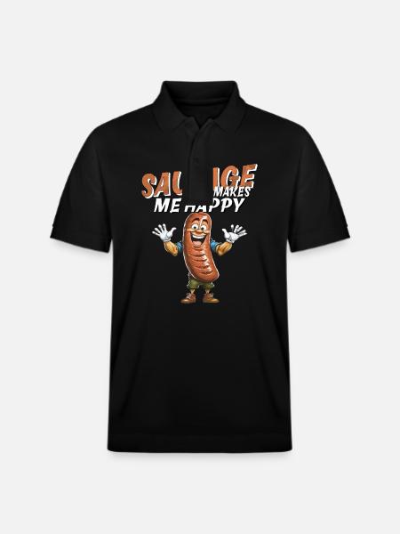 SAUSAGE MAKES ME HAPPY - Stanley/Stella Unisex Organic Polo Shirt PREPSTER - black
