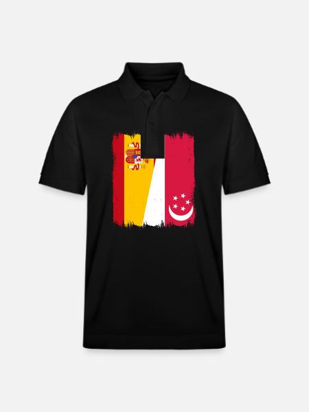 Spain Singapore flag - Stanley/Stella Unisex Organic Polo Shirt PREPSTER - black