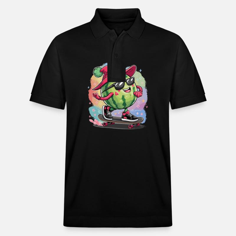 Cooler Wassermelonen-Skater - Stanley/Stella Unisex Bio-Poloshirt PREPSTER - Schwarz