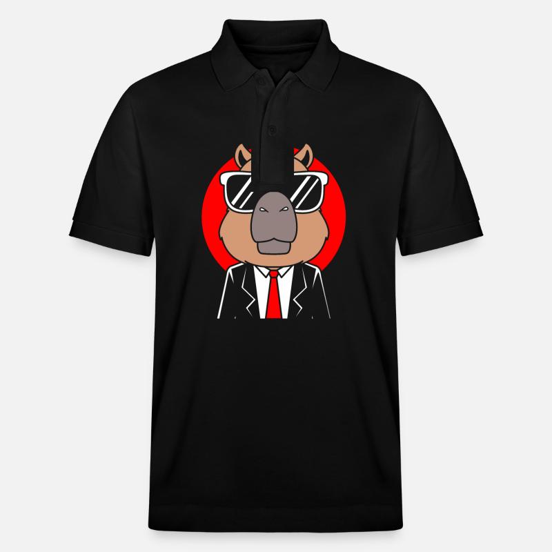 Capybara Gentleman - Stanley/Stella Unisex Bio-Poloshirt PREPSTER - Schwarz
