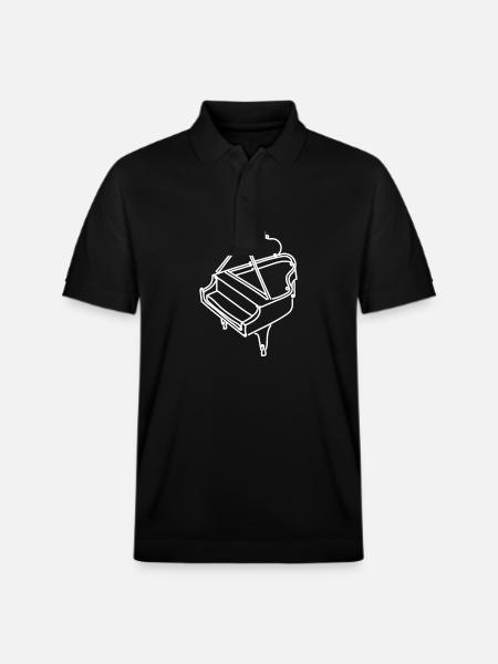 Drawn line art grand piano - Stanley/Stella Unisex Organic Polo Shirt PREPSTER - black