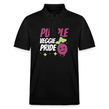 Légumes betteraves pour betteraves paysannes végétaliennes - Polo PREPSTER bio Stanley/Stella Unisexe - noir - Devant - Roxy (174cm) & Andy (188cm)