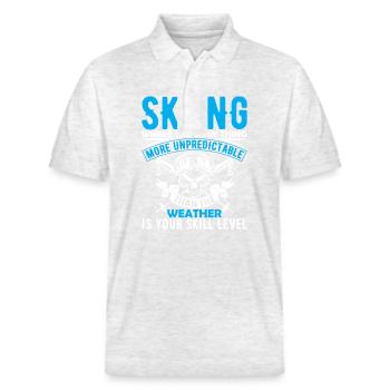 Skifahren: Wo das Einzige, was unberechenbarer ist, ist - Stanley/Stella Unisex Bio-Poloshirt PREPSTER - Weiß meliert - Vorne - Roxy (174cm) & Andy (188cm)