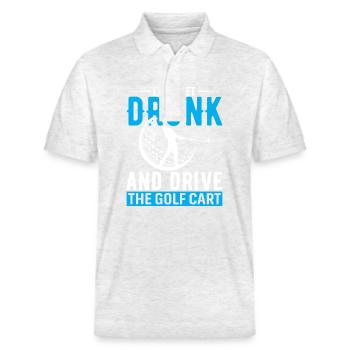 Lass uns betrinken und den Golfwagen fahren - Stanley/Stella Unisex Bio-Poloshirt PREPSTER - Weiß meliert - Vorne - Roxy (174cm) & Andy (188cm)