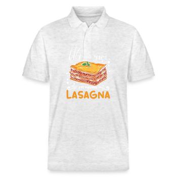 Quoi que j’aie Lasagne - Polo PREPSTER bio Stanley/Stella Unisexe - blanc chiné - Devant - Roxy (174cm) & Andy (188cm)