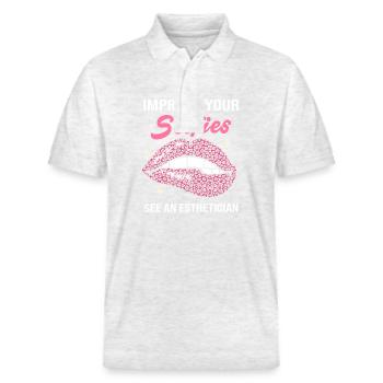Beautician Make-up - Stanley/Stella Unisex Organic Polo Shirt PREPSTER - heather white - Front - Roxy (174cm) & Andy (188cm)