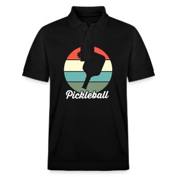 Pickleball Pickleball Pickleball - Stanley/Stella Unisex Bio-Poloshirt PREPSTER - Schwarz - Vorne - Roxy (174cm) & Andy (188cm)