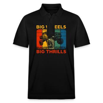 Big Wheels big thrills funny Truck Cars Sayings - Stanley/Stella Unisex Bio-Poloshirt PREPSTER - Schwarz - Vorne - Roxy (174cm) & Andy (188cm)