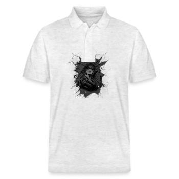 mystical, spiritual, shaman, shaman, indigenous - Stanley/Stella Unisex Organic Polo Shirt PREPSTER - heather white - Front - Roxy (174cm) & Andy (188cm)
