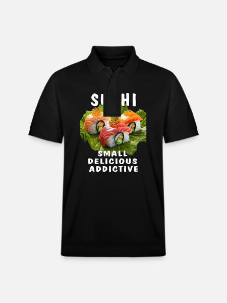 SUSHI SMALL DELICIOUS ADDICTIVE - Stanley/Stella Unisex Organic Polo Shirt PREPSTER - black