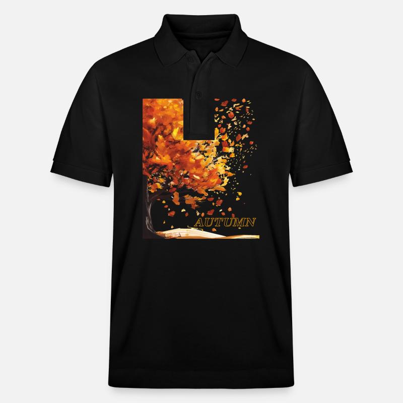 FEUILLES D’ARBRE D’AUTOMNE - Polo PREPSTER bio Stanley/Stella Unisexe - noir