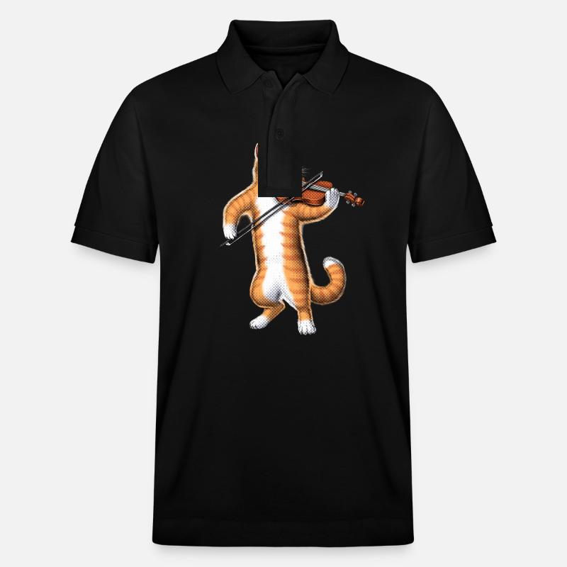 Chat jouant du violon - Polo PREPSTER bio Stanley/Stella Unisexe - noir