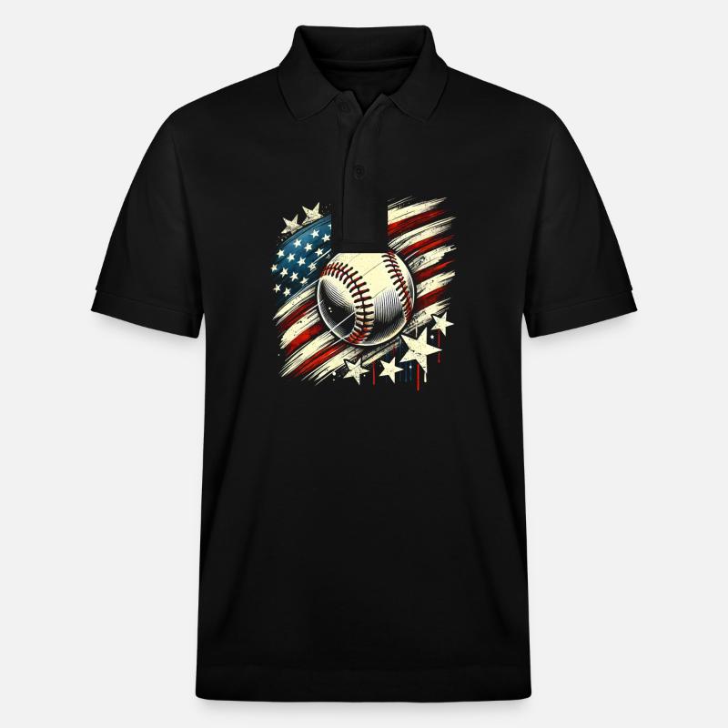 Baseball USA Conception grunge - Polo PREPSTER bio Stanley/Stella Unisexe - noir