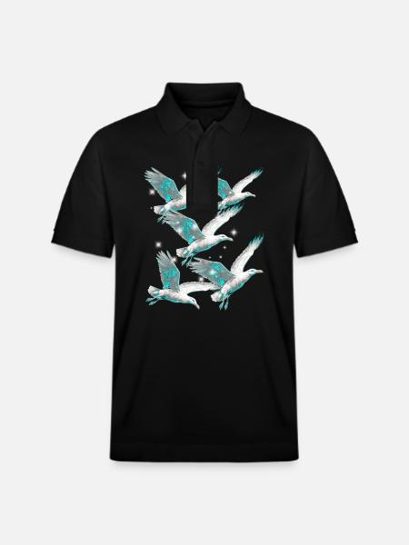 Maritime, Seagulls, Seagulls, Seabirds - Stanley/Stella Unisex Organic Polo Shirt PREPSTER - black
