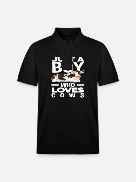 A boy who loves cows - Stanley/Stella Unisex Organic Polo Shirt PREPSTER - black