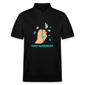 Pcos-Bewusstsein - Stanley/Stella Unisex Bio-Poloshirt PREPSTER - Schwarz - Vorne - Roxy (174cm) & Andy (188cm)