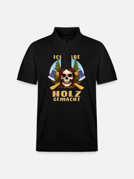SKULL AXE I MADE WOOD - Stanley/Stella Unisex Organic Polo Shirt PREPSTER - black
