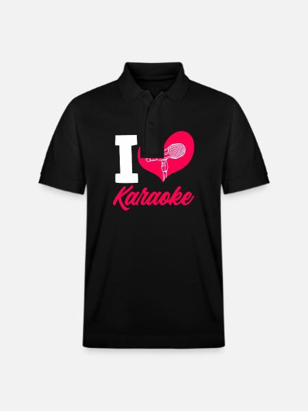I Love Karaoke Microphone Heart - Stanley/Stella Unisex Organic Polo Shirt PREPSTER - black