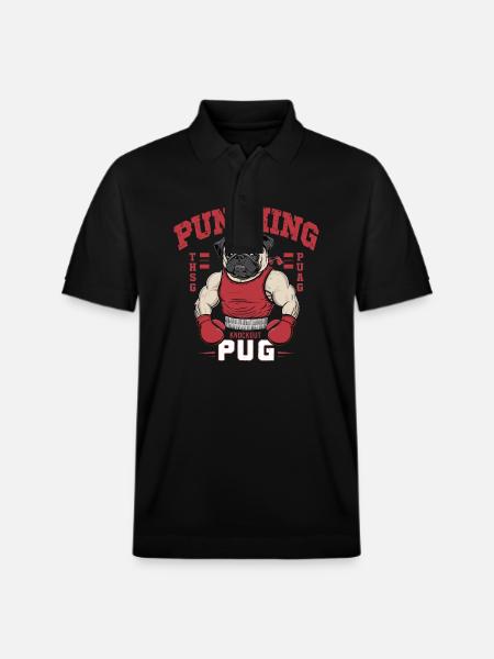 Mops Hundehalter Mops Punching Pug - Stanley/Stella Unisex Bio-Poloshirt PREPSTER - Schwarz