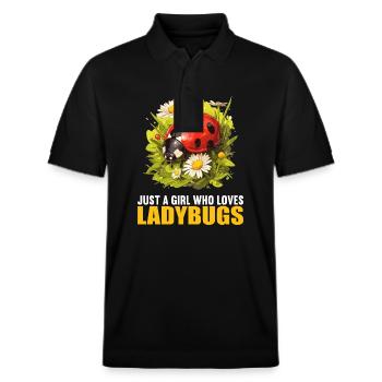 Ladybug Marienkäfer - Stanley/Stella Unisex Organic Polo Shirt PREPSTER - black - Front - Roxy (174cm) & Andy (188cm)