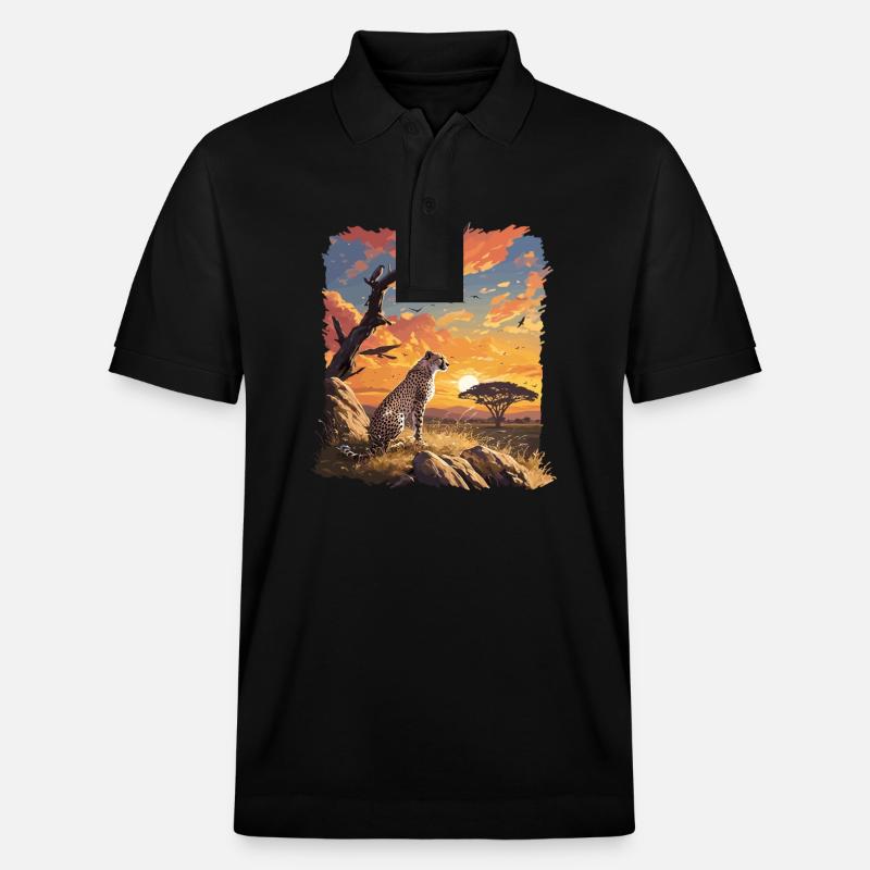 Cheetah Geparde Gepard - Stanley/Stella Unisex Bio-Poloshirt PREPSTER - Schwarz