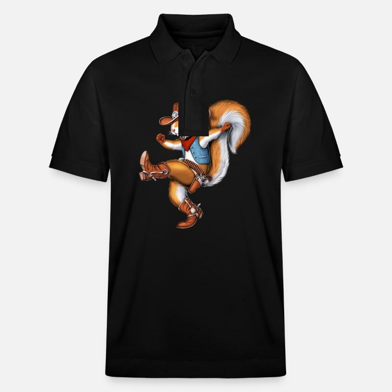 Eichhörnchen Cowboy - Stanley/Stella Unisex Bio-Poloshirt PREPSTER - Schwarz