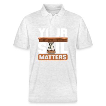 Bodenwissenschaftler Soil Science - Stanley/Stella Unisex Organic Polo Shirt PREPSTER - heather white - Front - Roxy (174cm) & Andy (188cm)