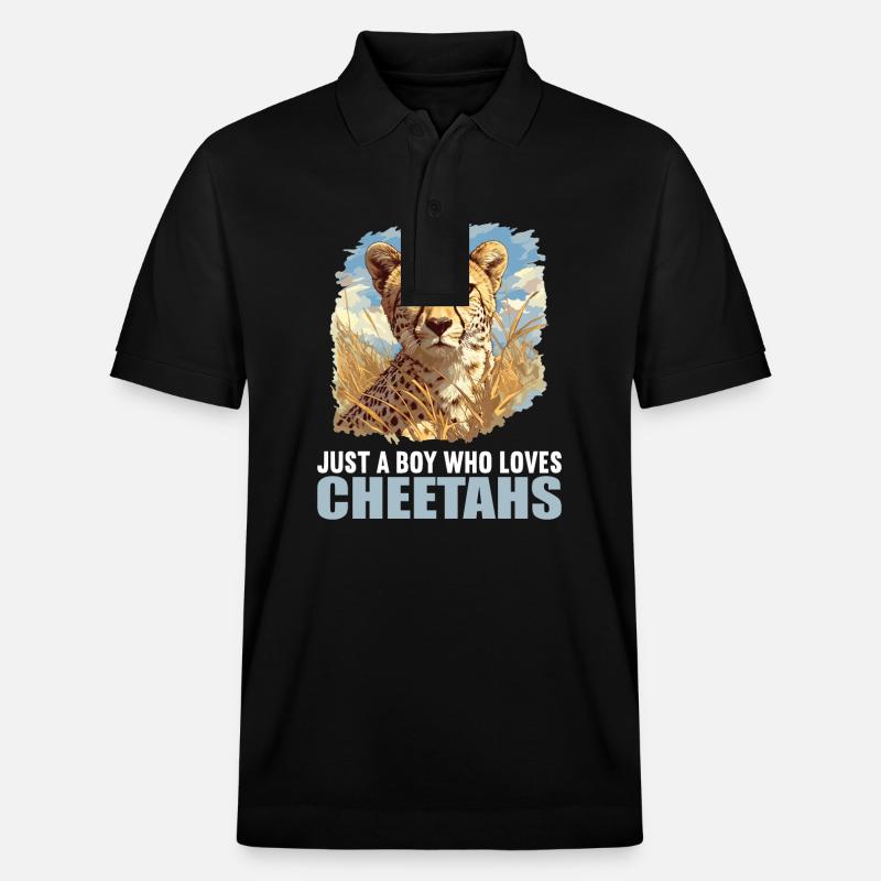 Cheetah Geparde Gepard - Stanley/Stella Unisex Bio-Poloshirt PREPSTER - Schwarz