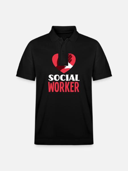 Social Work Heart Hand - Stanley/Stella Unisex Organic Polo Shirt PREPSTER - black