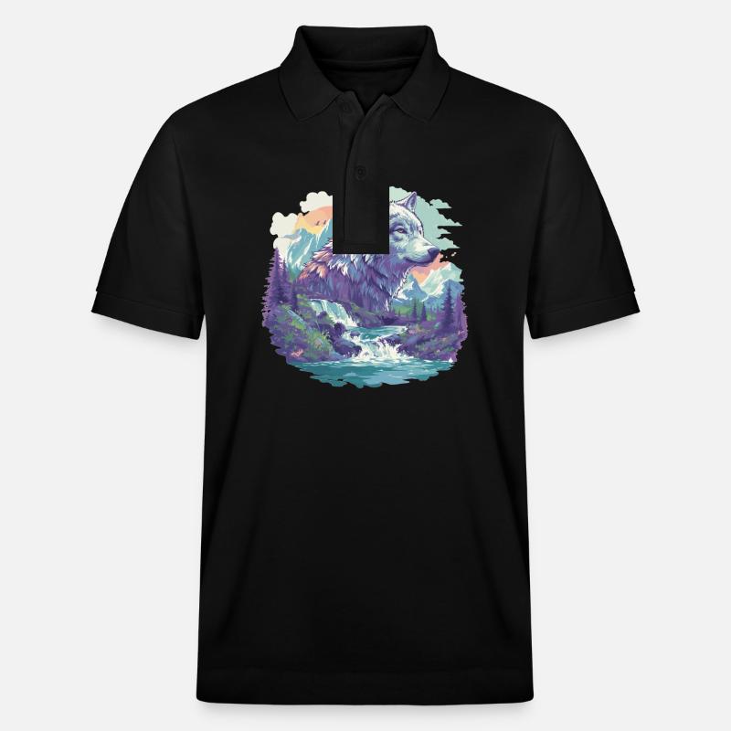 Wölfe Wolf - Stanley/Stella Unisex Bio-Poloshirt PREPSTER - Schwarz