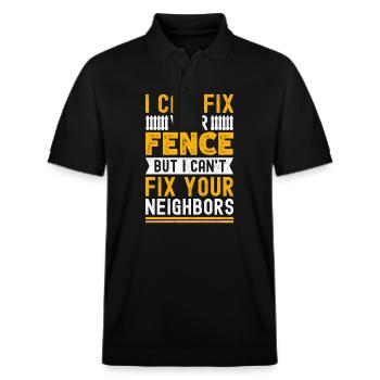 Zauninstallateur Zaunbauer Fence Installer - Stanley/Stella Unisex Bio-Poloshirt PREPSTER - Schwarz - Vorne - Roxy (174cm) & Andy (188cm)