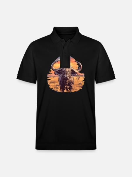 Buffalos Buffalo Büffel - Stanley/Stella Unisex Organic Polo Shirt PREPSTER - black