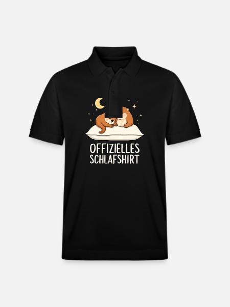 Official Otter Pair Sleep Shirt - Stanley/Stella Unisex Organic Polo Shirt PREPSTER - black