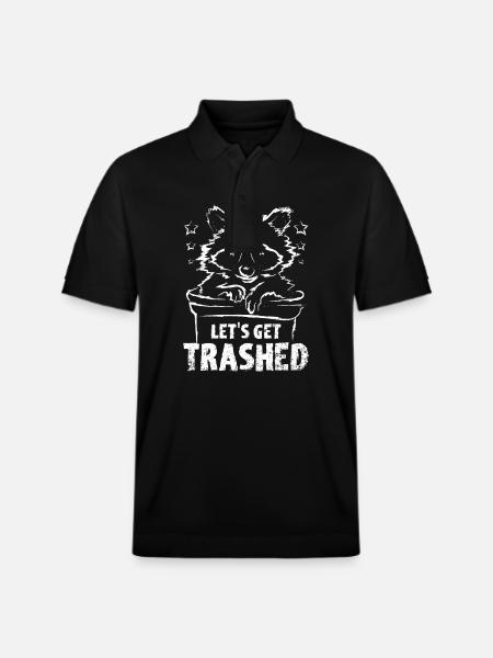 Let's get trashed raccoon - Stanley/Stella Unisex Organic Polo Shirt PREPSTER - black
