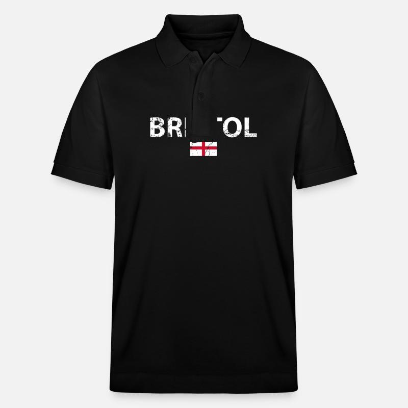 Bristol Angleterre Vintage Drapeau anglais Anglais - Polo PREPSTER bio Stanley/Stella Unisexe - noir
