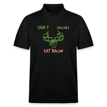 Sauvez le brocoli Mangez du bacon Bacon de porc - Polo PREPSTER bio Stanley/Stella Unisexe - noir - Devant - Roxy (174cm) & Andy (188cm)