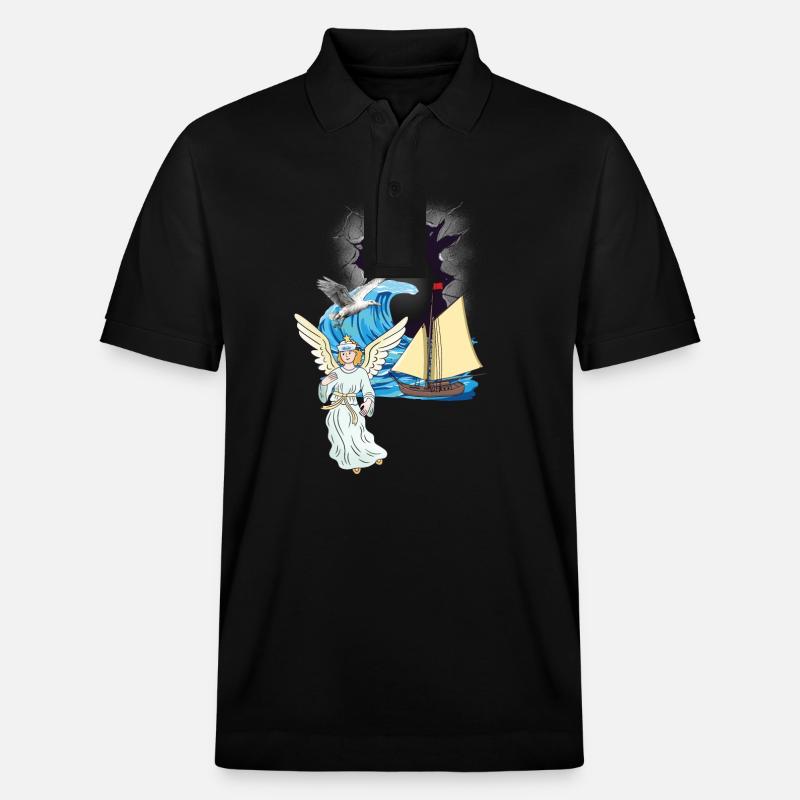 Schutzengel maritim Seemann Seefahrer Engel - Stanley/Stella Unisex Bio-Poloshirt PREPSTER - Schwarz