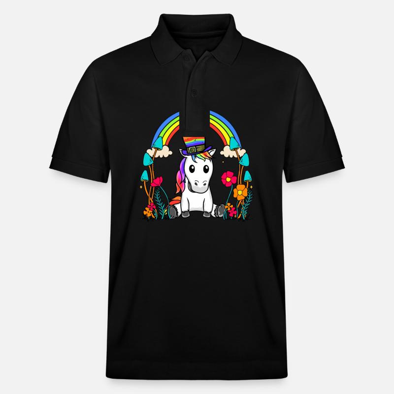 LGBT Regenbogen Einhorn Regenbogenfahne - Stanley/Stella Unisex Bio-Poloshirt PREPSTER - Schwarz