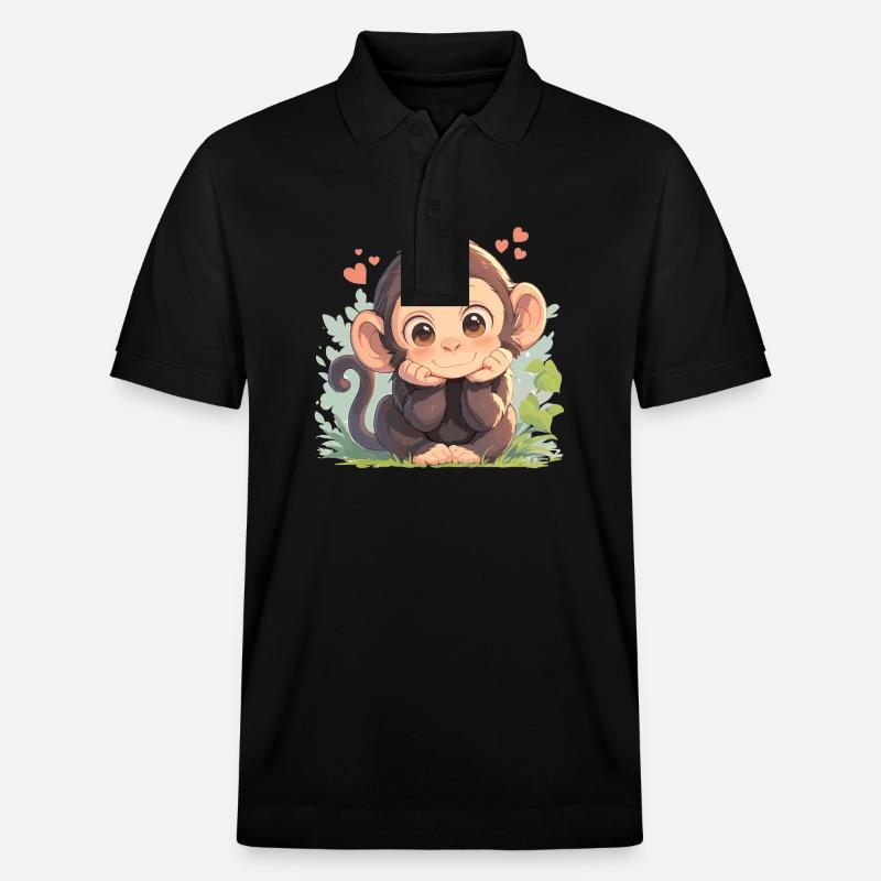 Chimpanzee Schimpansen Schimpanse - Stanley/Stella Unisex Bio-Poloshirt PREPSTER - Schwarz