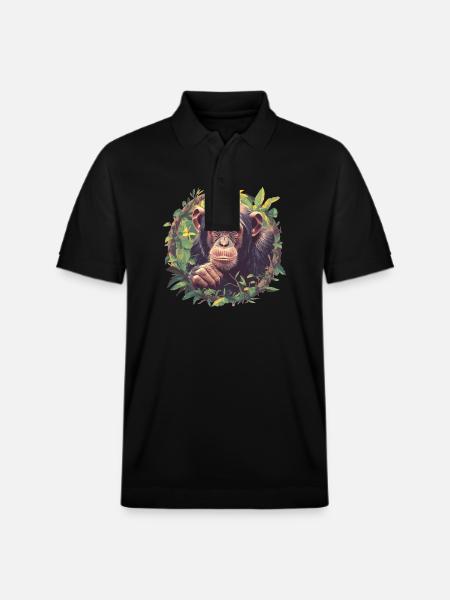 Chimpanzee Schimpansen Schimpanse - Stanley/Stella Unisex Organic Polo Shirt PREPSTER - black