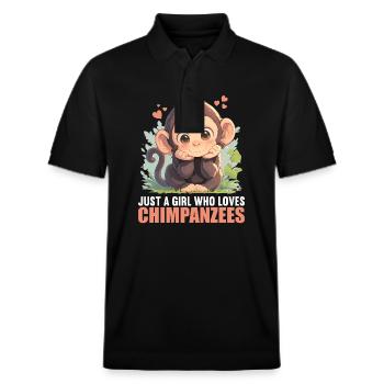 Chimpanzee Schimpansen Schimpanse - Stanley/Stella Unisex Organic Polo Shirt PREPSTER - black - Front - Roxy (174cm) & Andy (188cm)