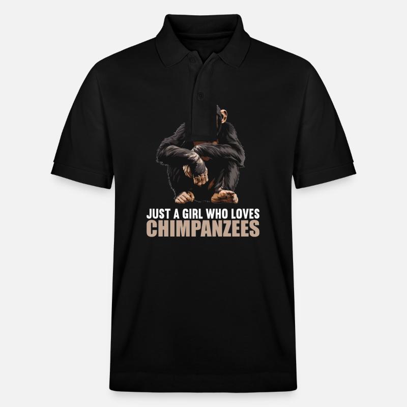 Chimpanzee Schimpansen Schimpanse - Stanley/Stella Unisex Bio-Poloshirt PREPSTER - Schwarz