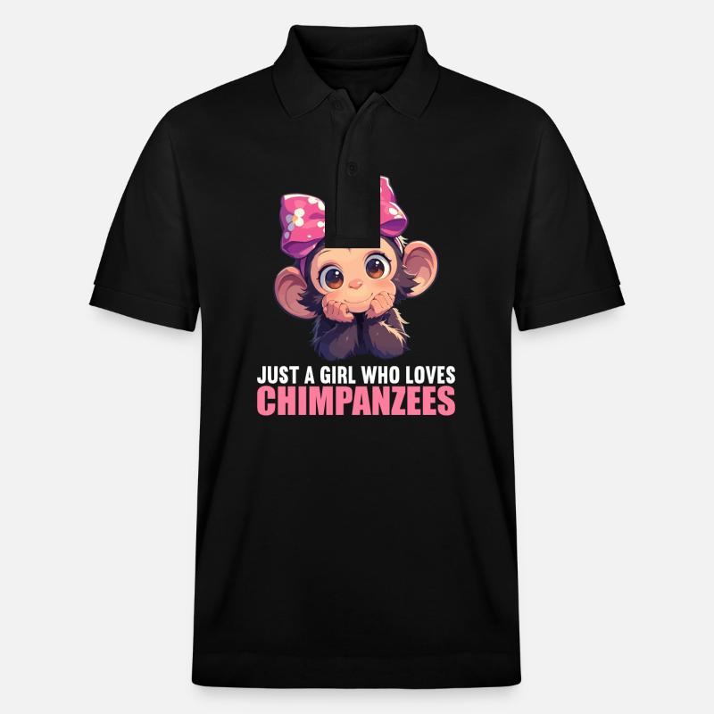 Chimpanzee Schimpansen Schimpanse - Stanley/Stella Unisex Bio-Poloshirt PREPSTER - Schwarz
