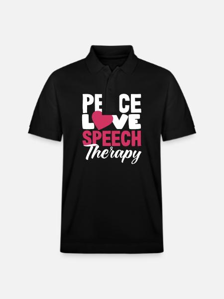 Peace Love Speech Therapist Design - Stanley/Stella Unisex Organic Polo Shirt PREPSTER - black