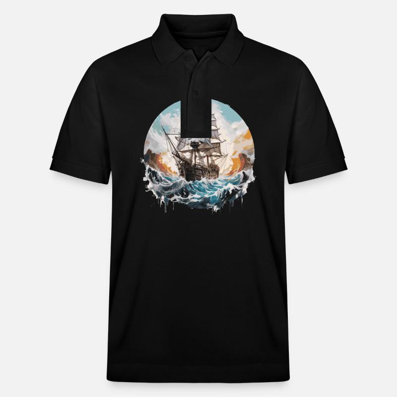 Segelschiff, Fregatte, Boot - Stanley/Stella Unisex Bio-Poloshirt PREPSTER - Schwarz