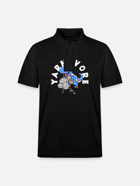 Knitting Dinosaur Yarnivore Fun - Stanley/Stella Unisex Organic Polo Shirt PREPSTER - black