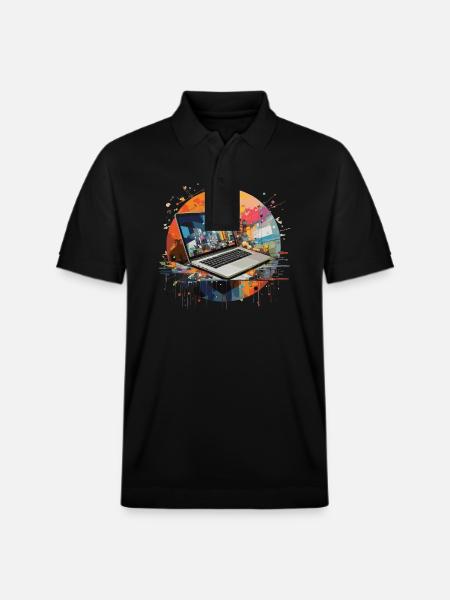 Laptop Rechner Computer - Stanley/Stella Unisex Bio-Poloshirt PREPSTER - Schwarz