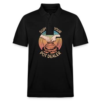 Support Your Pot Dealer Töpfern - Stanley/Stella Unisex Bio-Poloshirt PREPSTER - Schwarz - Vorne - Roxy (174cm) & Andy (188cm)